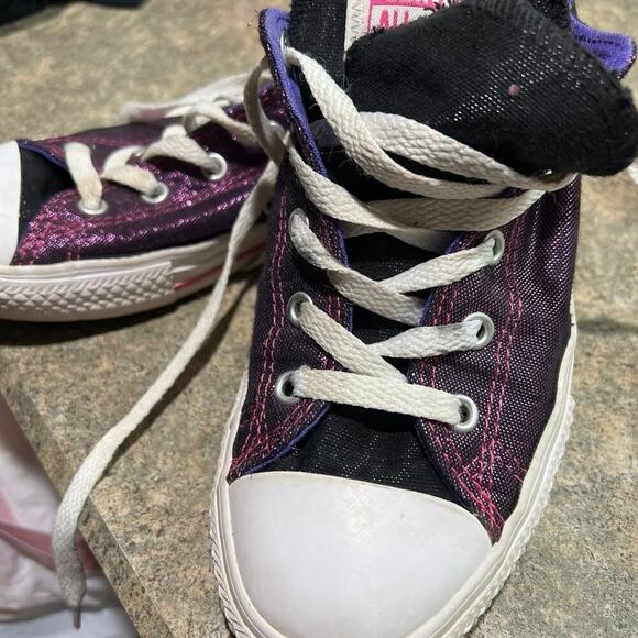 Converse All Star youth size 3 purple shimmer sneakers - Picture 7 of 8